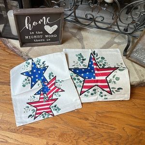 NWT Set of 2 Pillow Covers Americana Summer Farmhouse Theme